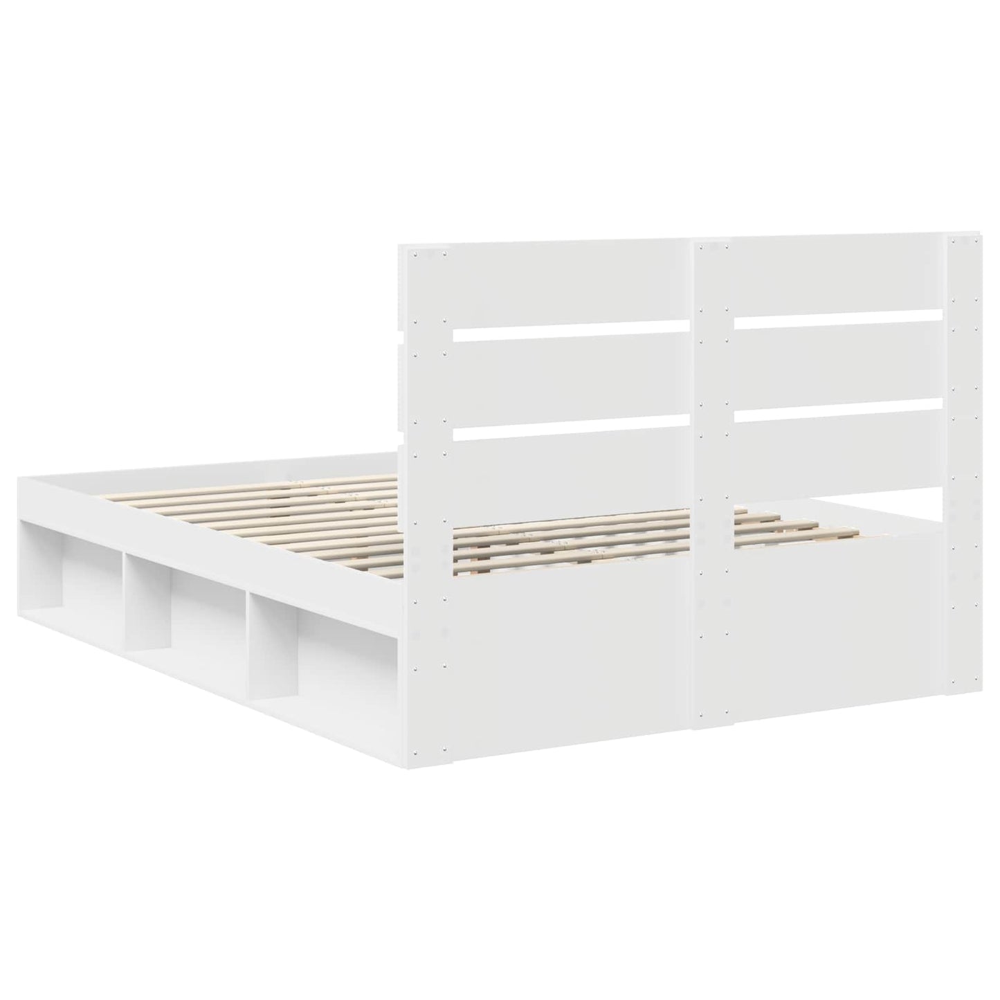 Bedframe met hoofdeinde Wit 140 x 190 cm Massief grenenhout is nu te koop bij PeponiXL, paradijselijk wonen!