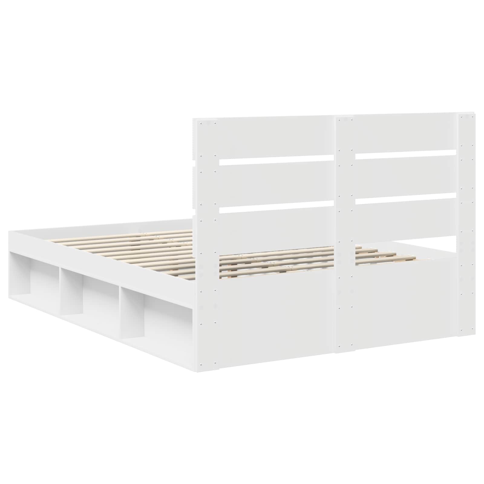 Bedframe met hoofdeinde Wit 140 x 190 cm Massief grenenhout is nu te koop bij PeponiXL, paradijselijk wonen!