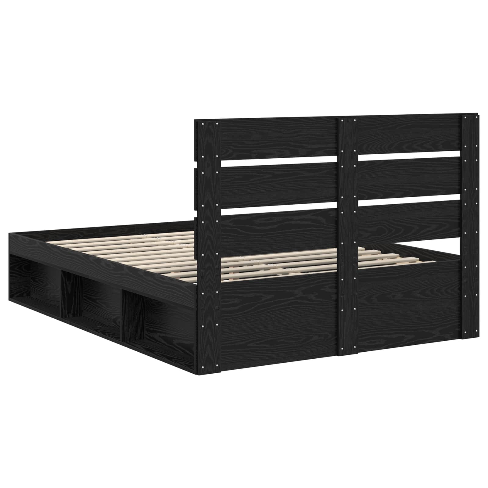 Bedframe met hoofdeinde Zwart 140 x 190 cm Massief grenenhout is nu te koop bij PeponiXL, paradijselijk wonen!