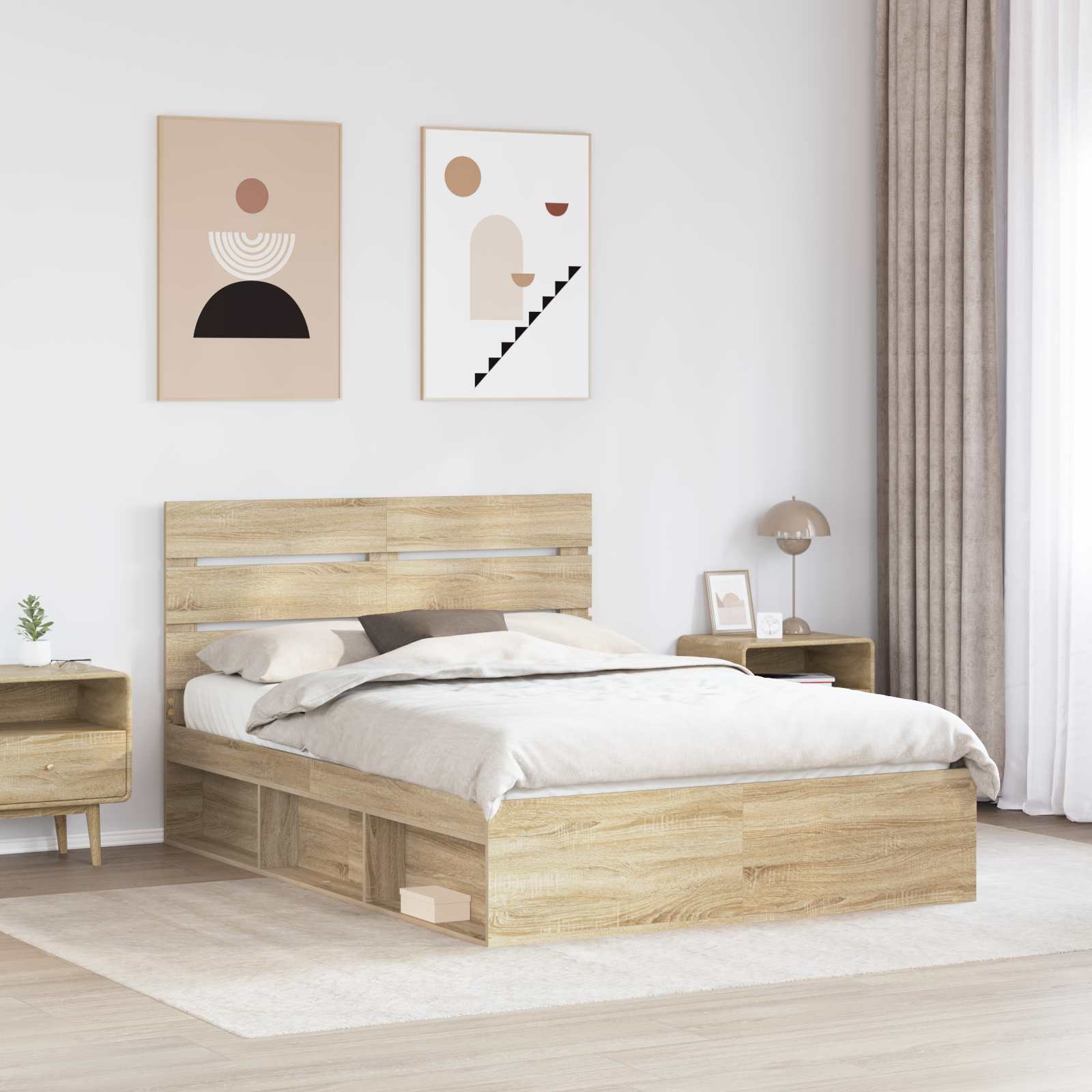 Bedframe met hoofdeinde Sonoma 140 x 190 cm Massief grenenhout is nu te koop bij PeponiXL, paradijselijk wonen!