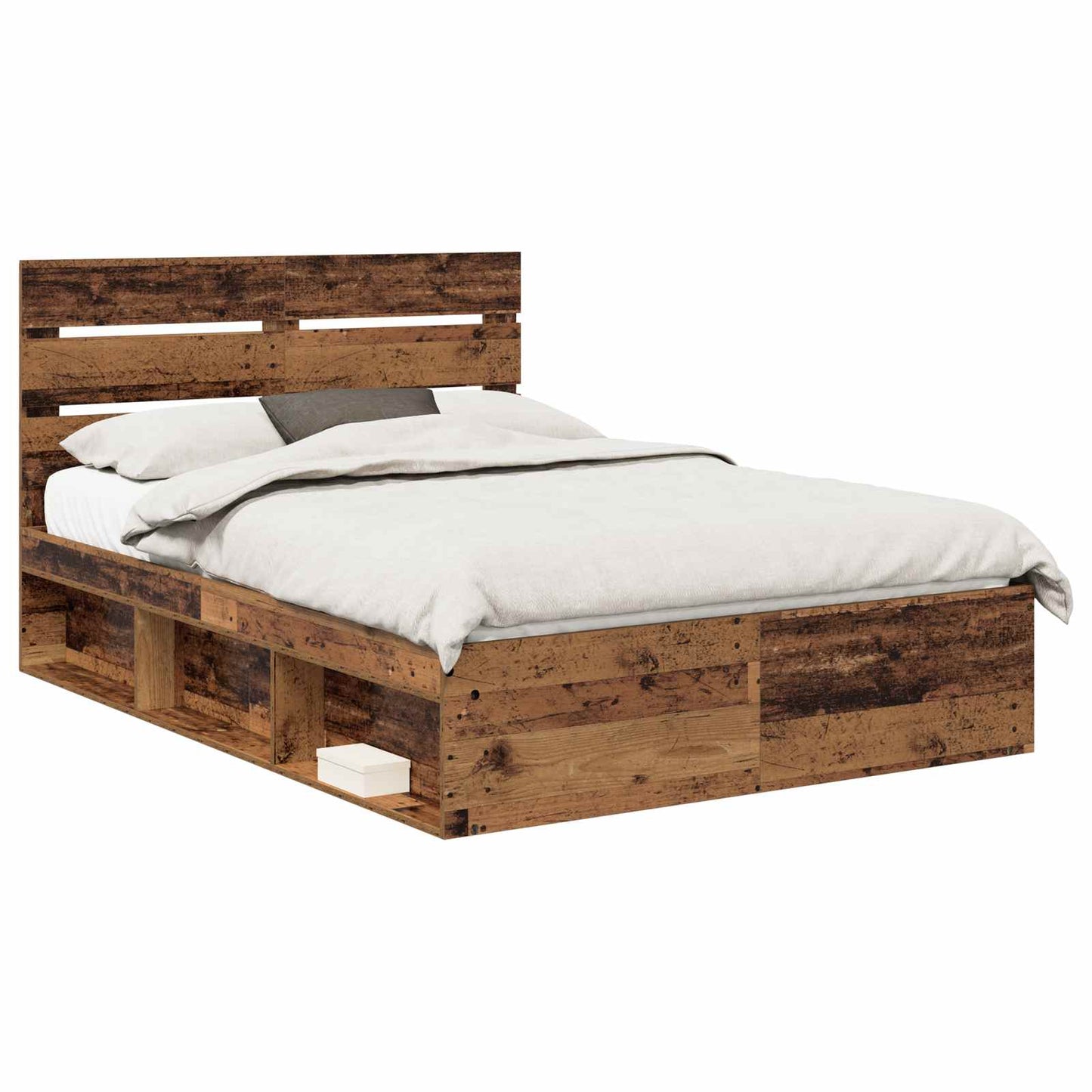 Bedframe met hoofdeinde Oudhout 140 x 190 cm Massief grenenhout is nu te koop bij PeponiXL, paradijselijk wonen!