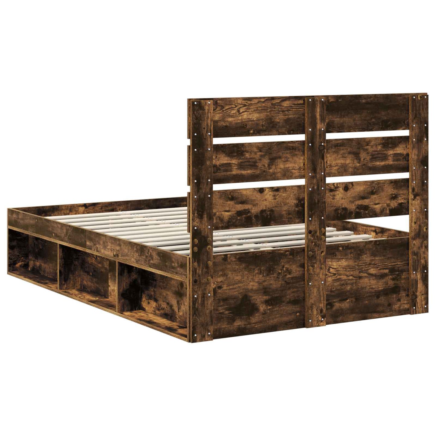 Bedframe Gerookt eiken 135 x 190 cm Massief grenenhout is nu te koop bij PeponiXL, paradijselijk wonen!