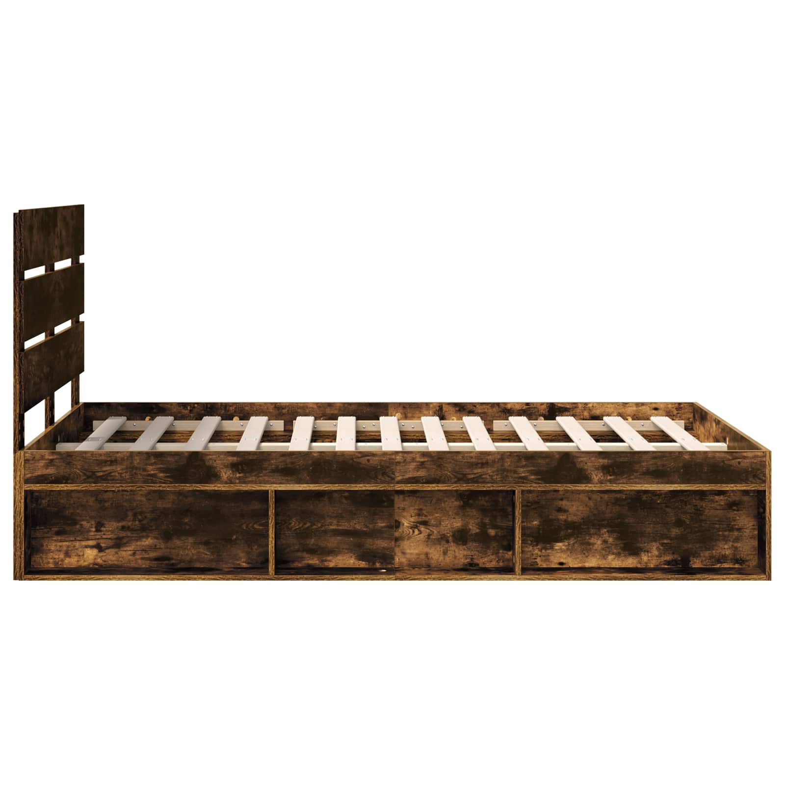 Bedframe Gerookt eiken 135 x 190 cm Massief grenenhout is nu te koop bij PeponiXL, paradijselijk wonen!