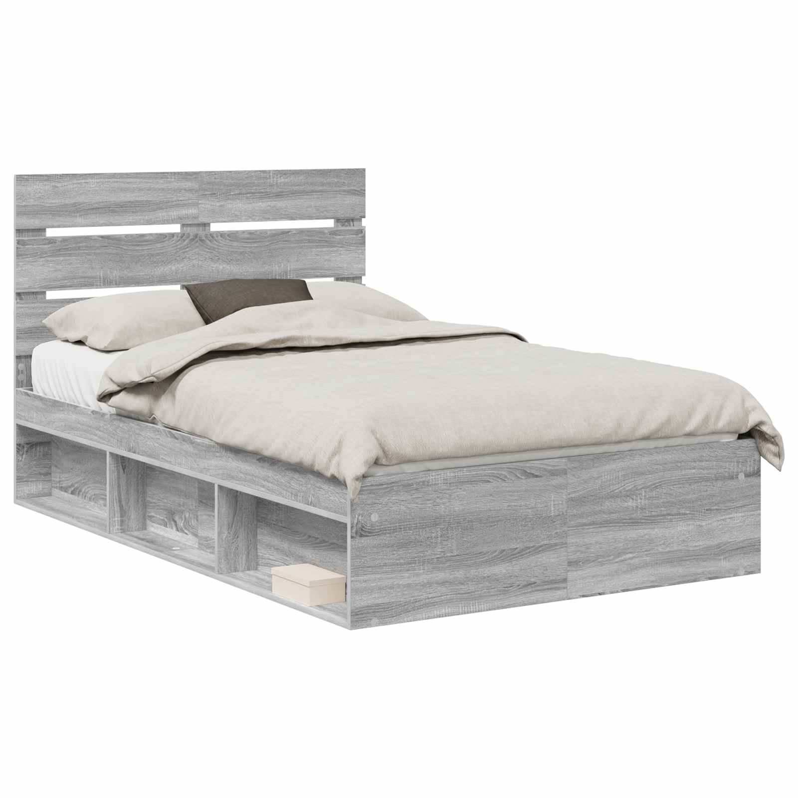 Bedframe Grijs Sonoma 135 x 190 cm Massief grenenhout is nu te koop bij PeponiXL, paradijselijk wonen!