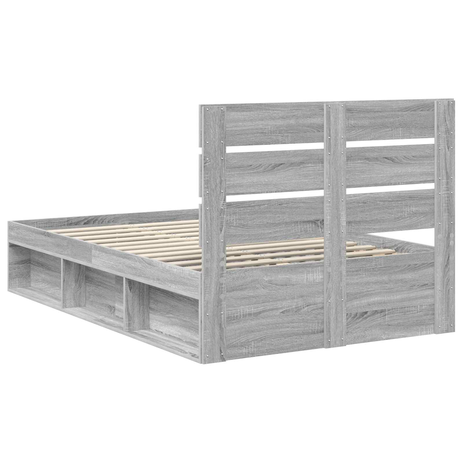 Bedframe Grijs Sonoma 135 x 190 cm Massief grenenhout is nu te koop bij PeponiXL, paradijselijk wonen!
