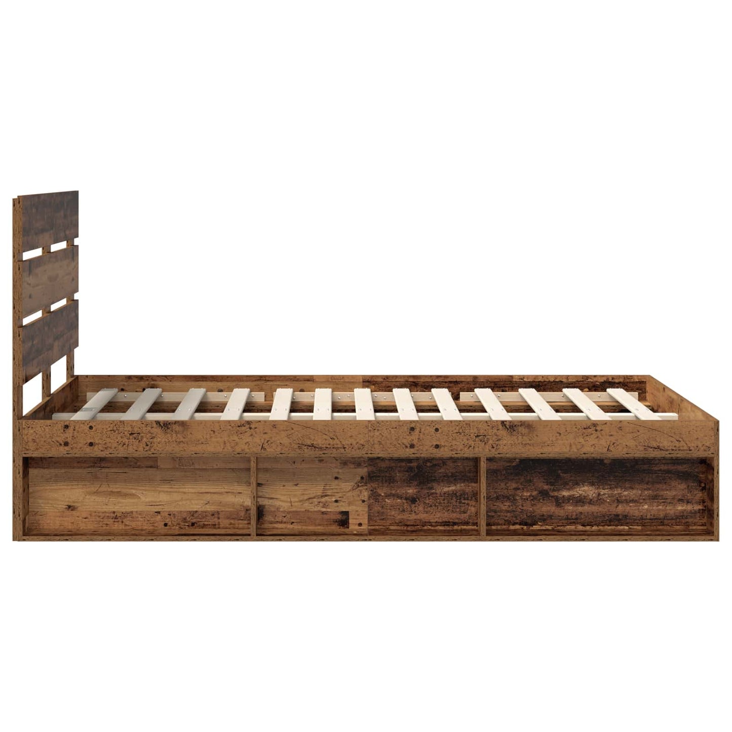 Bedframe met hoofdeinde Oudhout 135 x 190 cm Massief grenenhout is nu te koop bij PeponiXL, paradijselijk wonen!