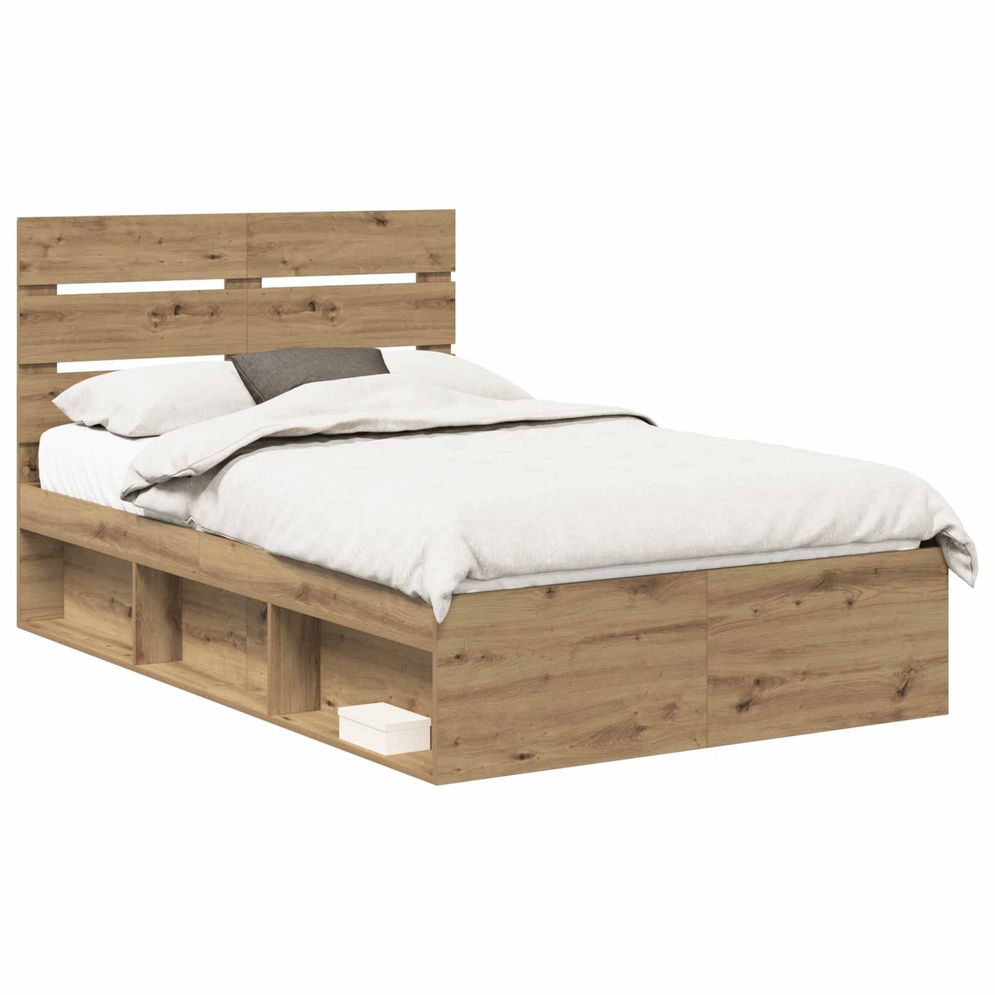 Bedframe Ambachtelijk eiken 135 x 190 cm Massief grenenhout is nu te koop bij PeponiXL, paradijselijk wonen!