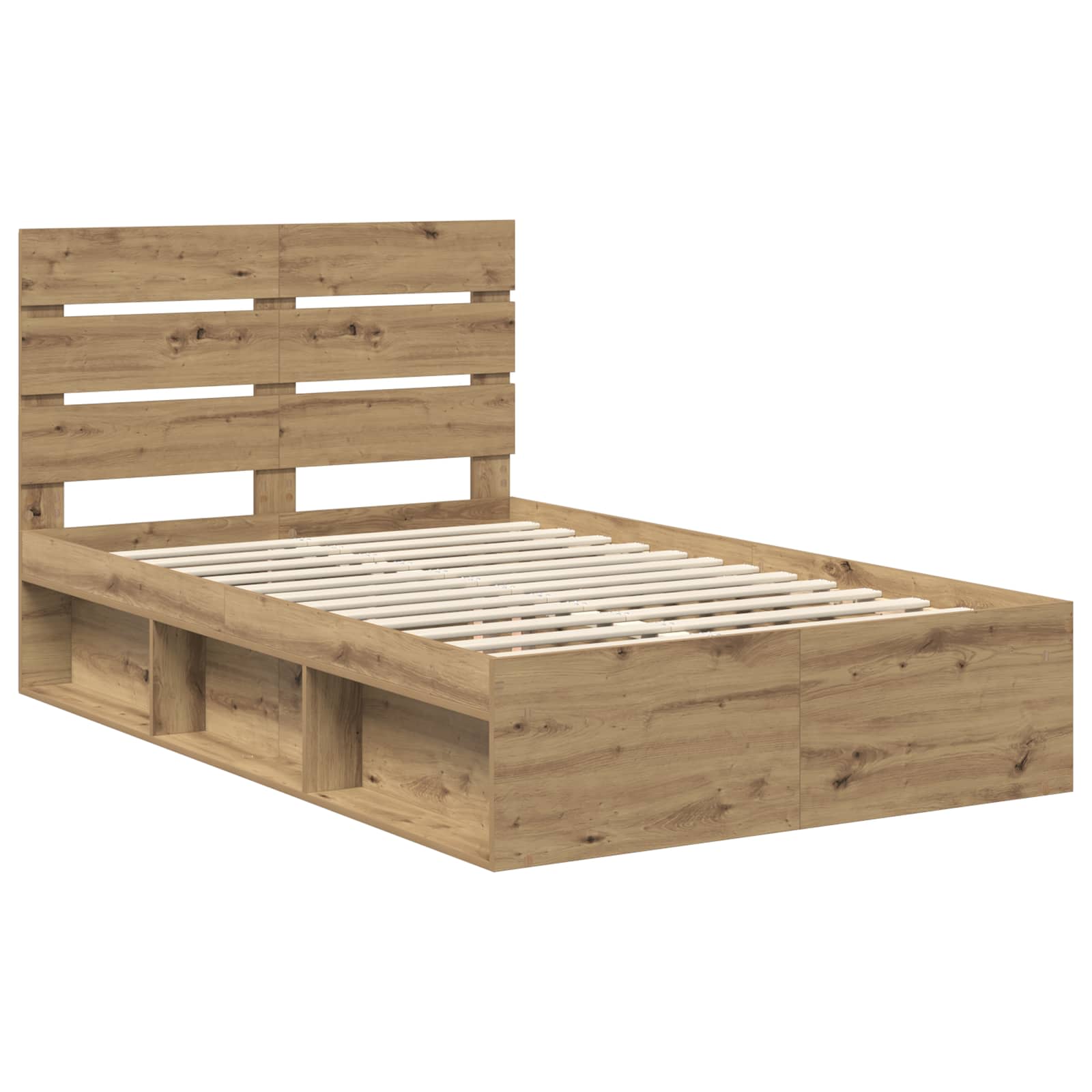 Bedframe Ambachtelijk eiken 135 x 190 cm Massief grenenhout is nu te koop bij PeponiXL, paradijselijk wonen!