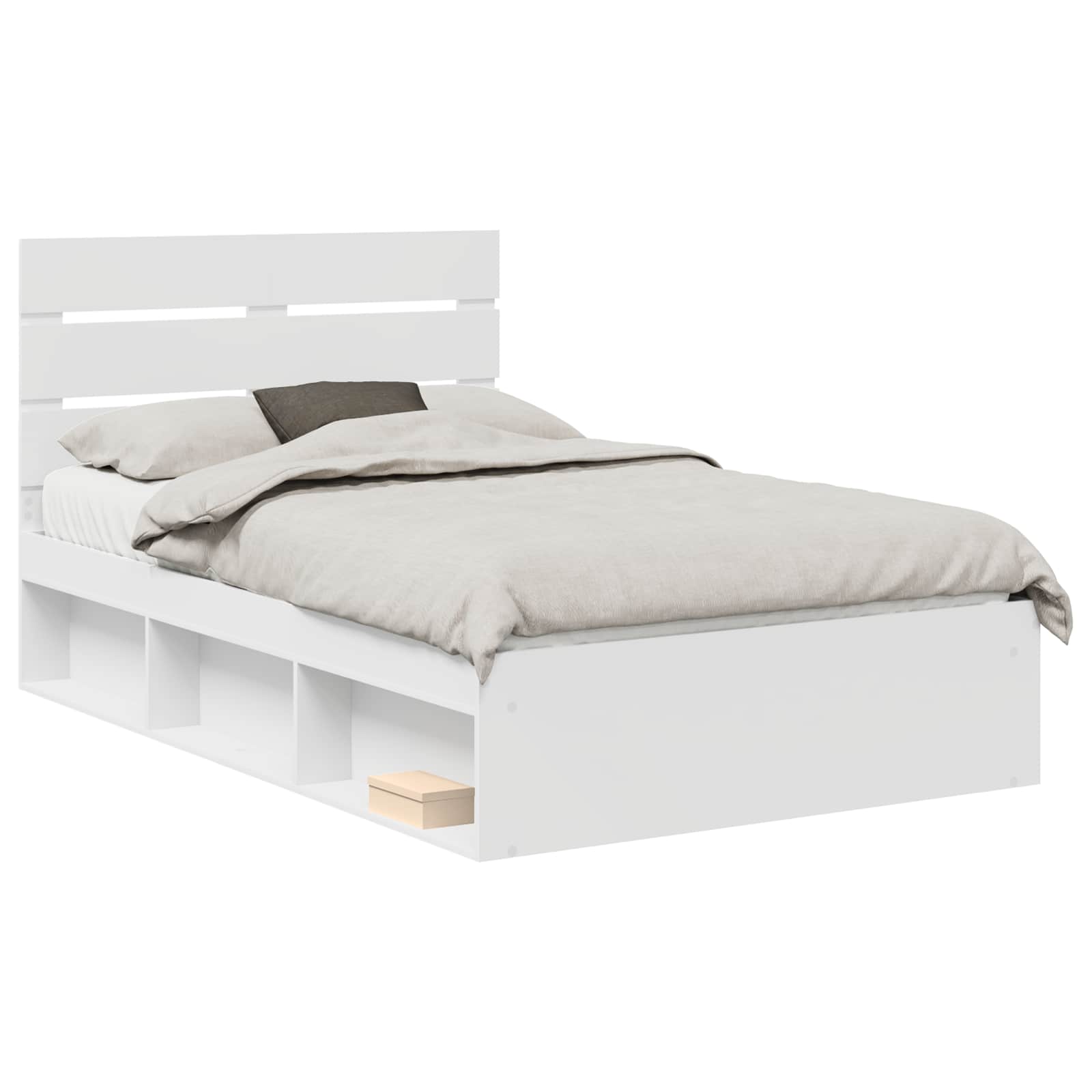 Bedframe met hoofdeinde Wit 120 x 200 cm Massief grenenhout is nu te koop bij PeponiXL, paradijselijk wonen!