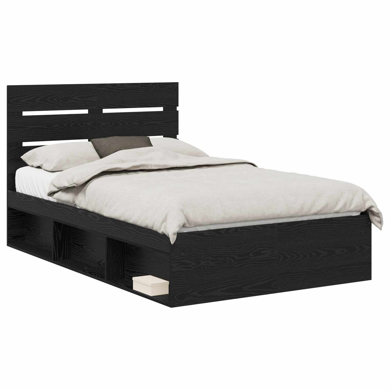 Bedframe met hoofdeinde Zwart 120 x 200 cm Massief grenenhout is nu te koop bij PeponiXL, paradijselijk wonen!