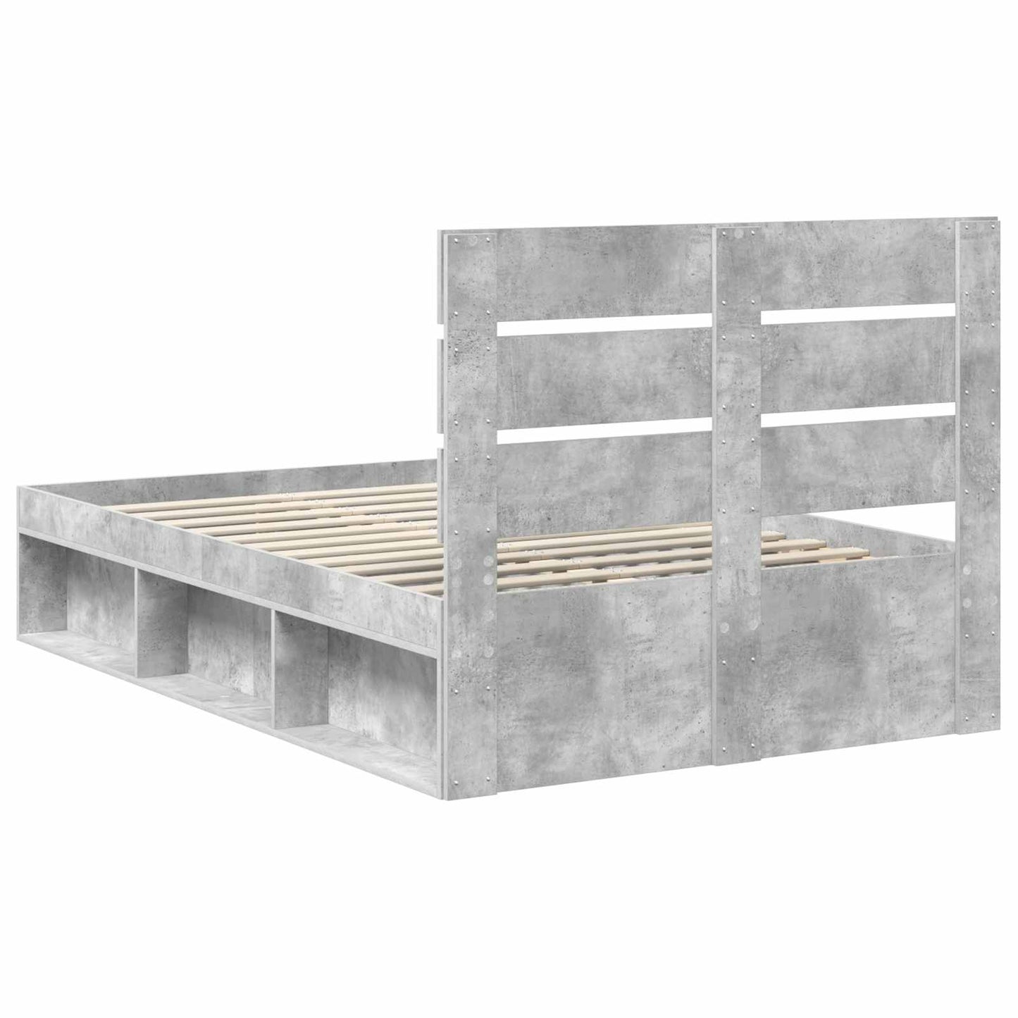Bedframe met hoofdeinde Beton 120 x 200 cm Massief grenenhout is nu te koop bij PeponiXL, paradijselijk wonen!
