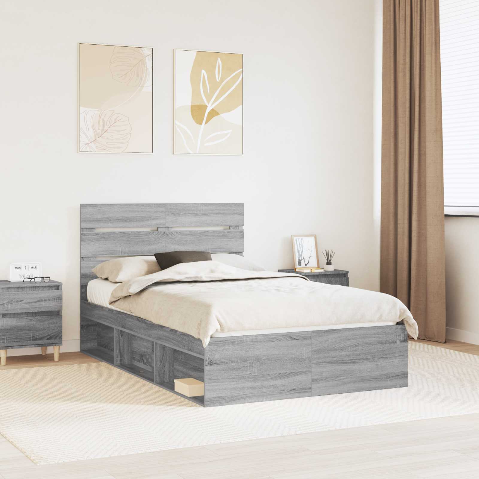 Bedframe Grijs Sonoma 120 x 200 cm Massief grenenhout is nu te koop bij PeponiXL, paradijselijk wonen!