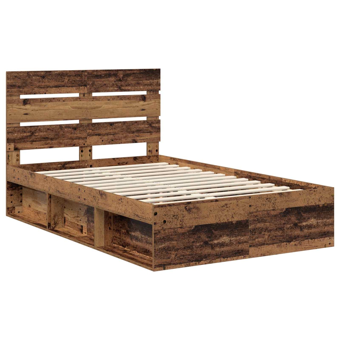 Bedframe met hoofdeinde Oudhout 120 x 200 cm Massief grenenhout is nu te koop bij PeponiXL, paradijselijk wonen!