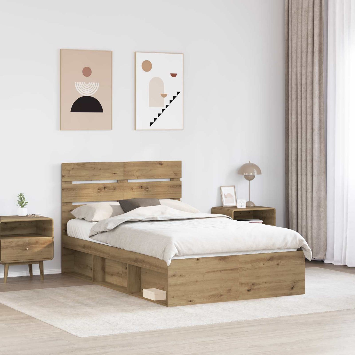 Bedframe Ambachtelijk eiken 120 x 200 cm Massief grenenhout is nu te koop bij PeponiXL, paradijselijk wonen!