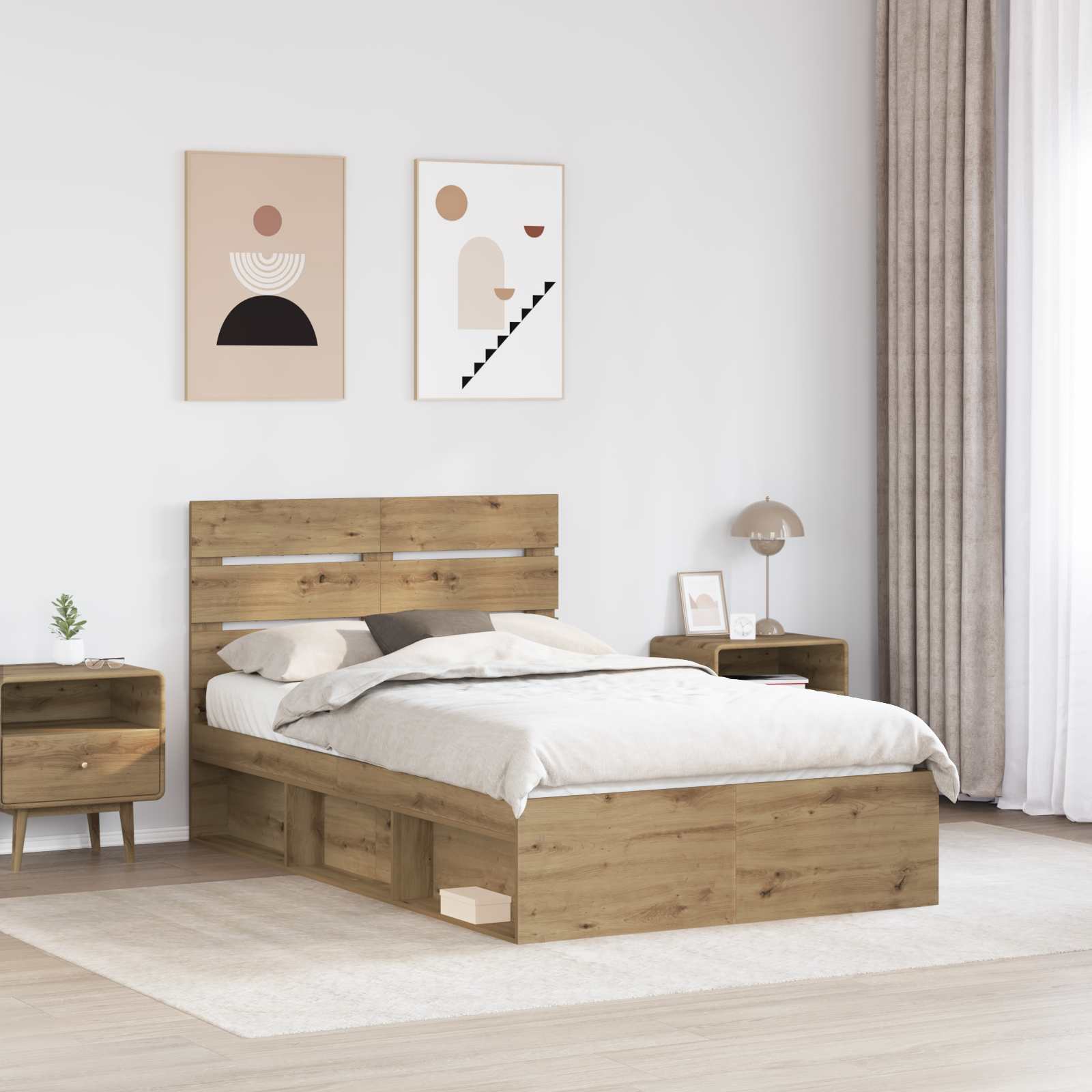 Bedframe Ambachtelijk eiken 120 x 200 cm Massief grenenhout is nu te koop bij PeponiXL, paradijselijk wonen!