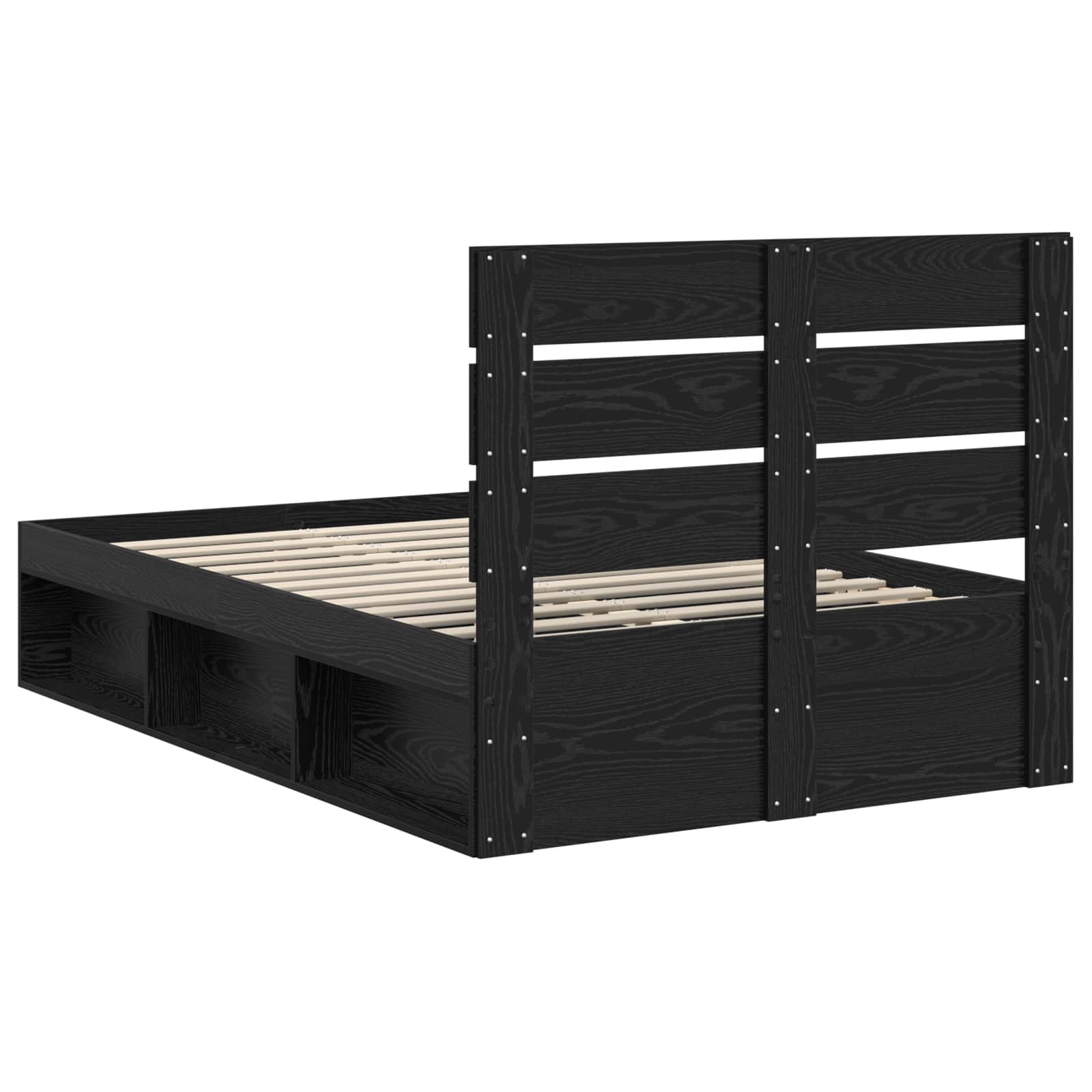 Bedframe met hoofdeinde Zwart 120 x 190 cm Massief grenenhout is nu te koop bij PeponiXL, paradijselijk wonen!