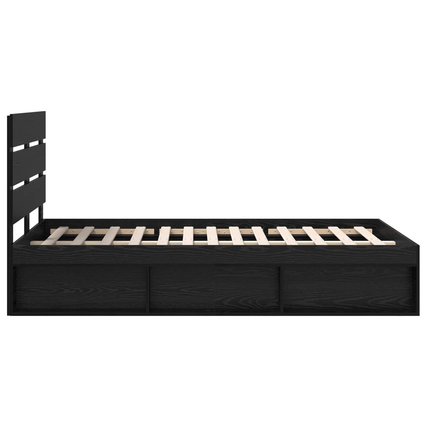 Bedframe met hoofdeinde Zwart 120 x 190 cm Massief grenenhout is nu te koop bij PeponiXL, paradijselijk wonen!