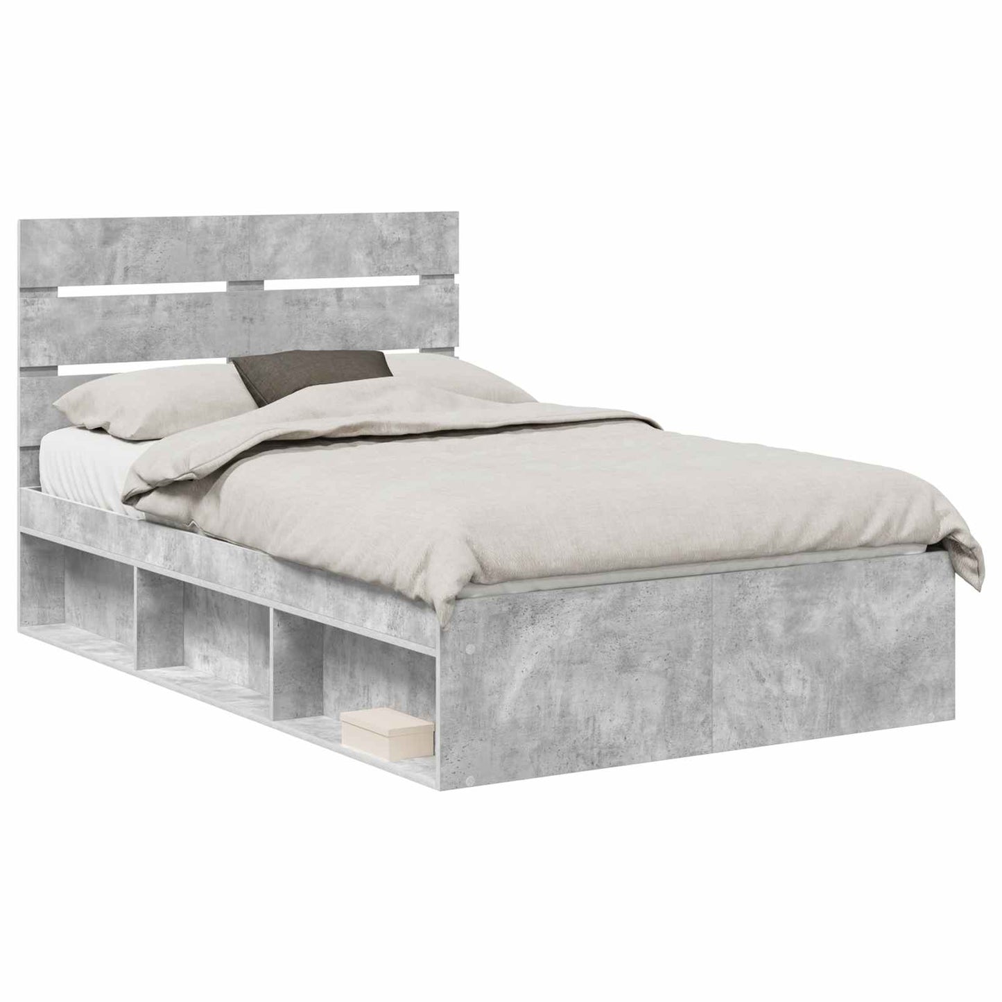 Bedframe met hoofdeinde Beton 120 x 190 cm Massief grenenhout is nu te koop bij PeponiXL, paradijselijk wonen!