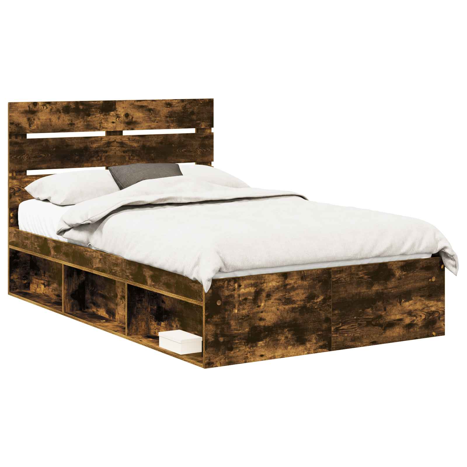 Bedframe Gerookt eiken 120 x 190 cm Massief grenenhout is nu te koop bij PeponiXL, paradijselijk wonen!