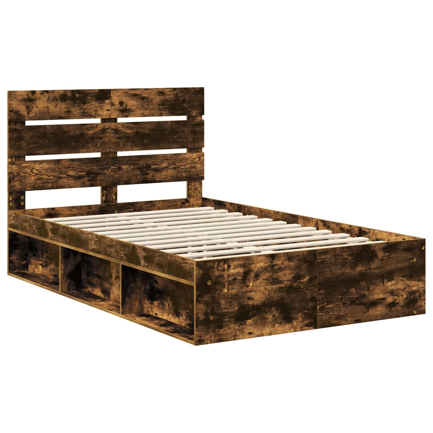Bedframe Gerookt eiken 120 x 190 cm Massief grenenhout is nu te koop bij PeponiXL, paradijselijk wonen!