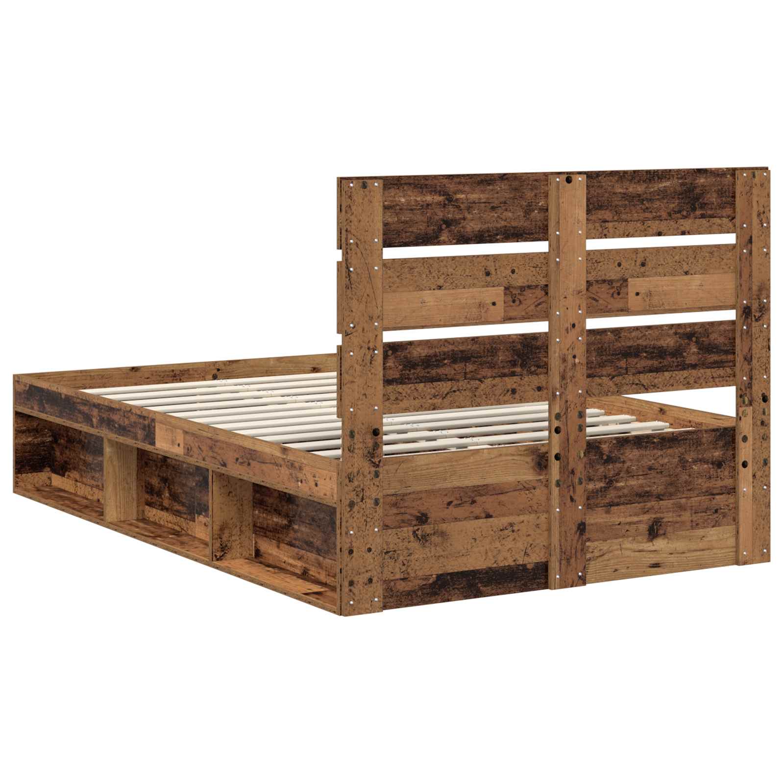 Bedframe met hoofdeinde Oudhout 120 x 190 cm Massief grenenhout is nu te koop bij PeponiXL, paradijselijk wonen!