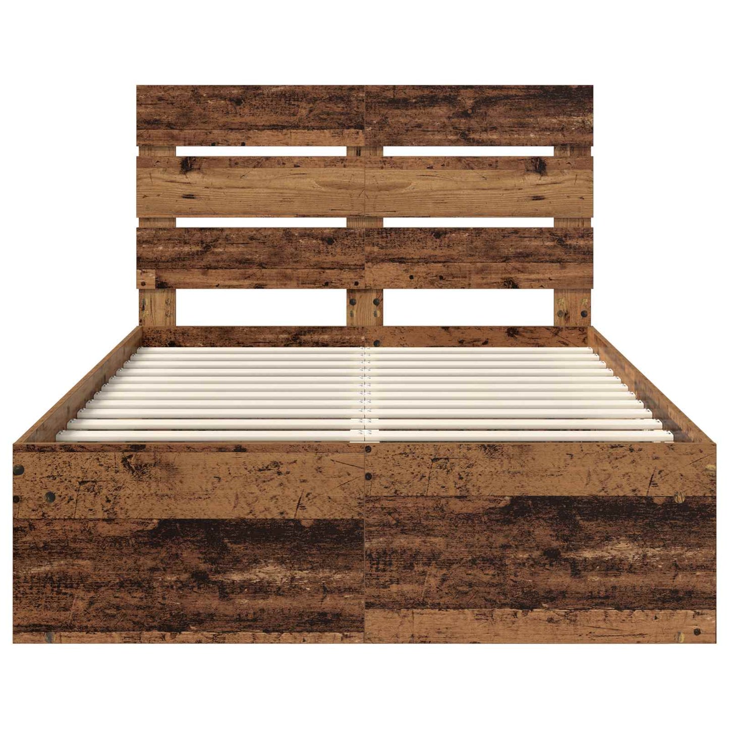 Bedframe met hoofdeinde Oudhout 120 x 190 cm Massief grenenhout is nu te koop bij PeponiXL, paradijselijk wonen!