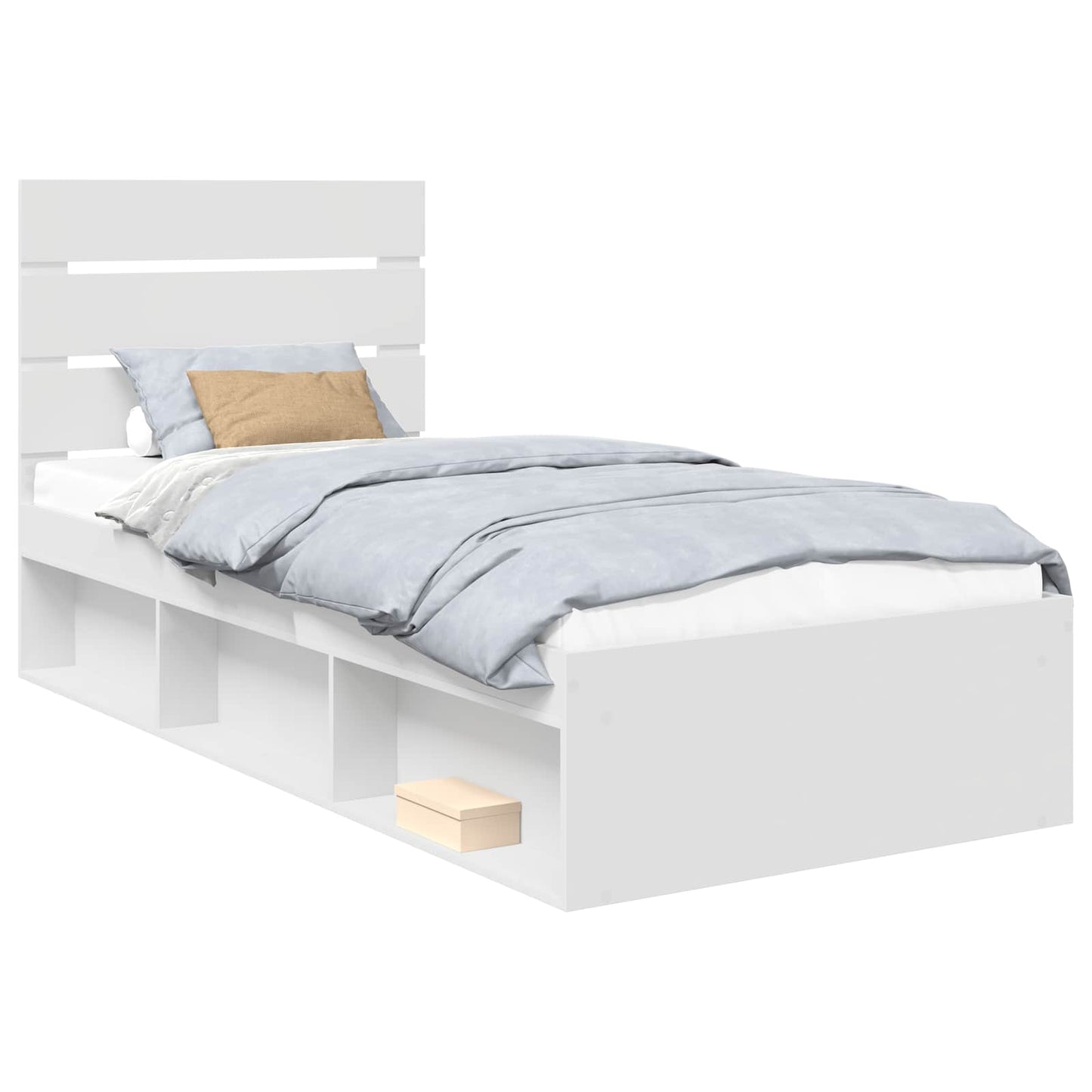 Bedframe met hoofdeinde Wit 100 x 200 cm Massief grenenhout is nu te koop bij PeponiXL, paradijselijk wonen!