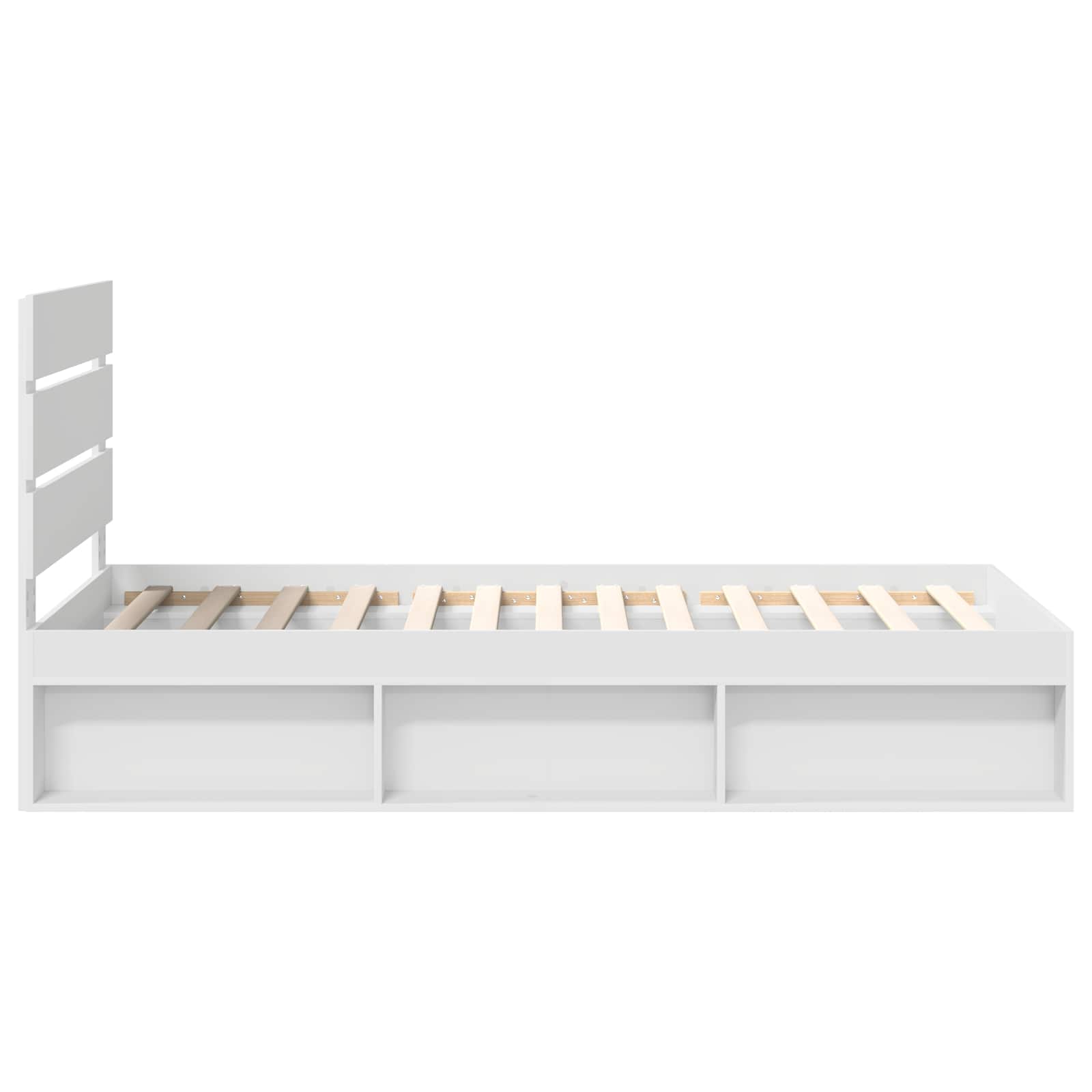 Bedframe met hoofdeinde Wit 100 x 200 cm Massief grenenhout is nu te koop bij PeponiXL, paradijselijk wonen!