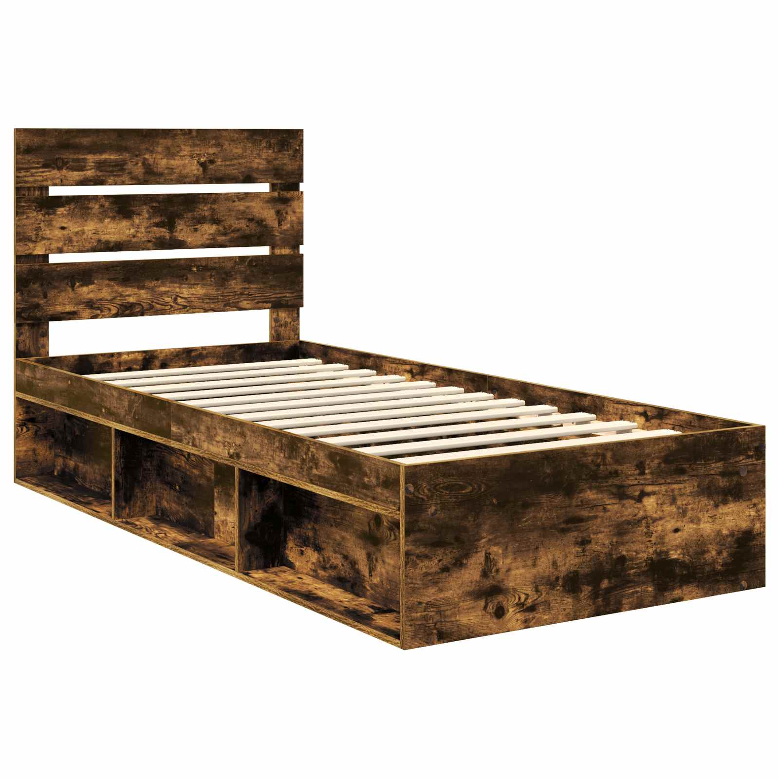 Bedframe Gerookt eiken 100 x 200 cm Massief grenenhout is nu te koop bij PeponiXL, paradijselijk wonen!