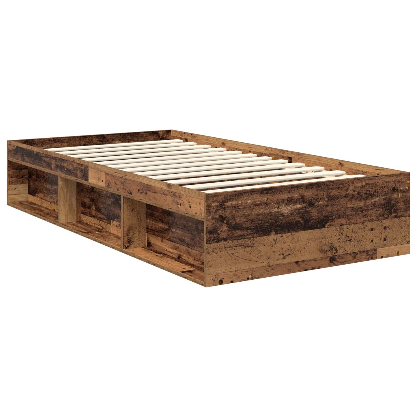 Bedframe met hoofdeinde Oudhout 100 x 200 cm Massief grenenhout is nu te koop bij PeponiXL, paradijselijk wonen!