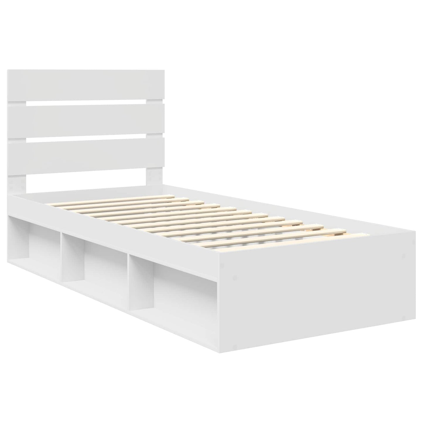Bedframe met hoofdeinde Wit 90 x 200 cm Massief grenenhout is nu te koop bij PeponiXL, paradijselijk wonen!