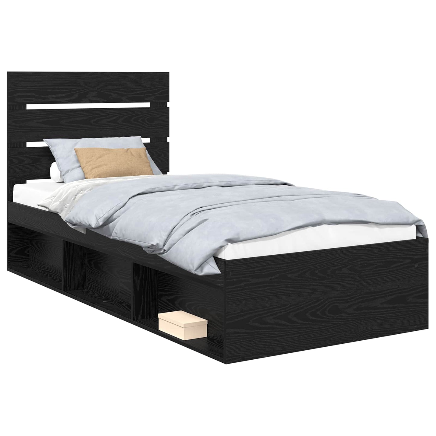 Bedframe met hoofdeinde Zwart 90 x 200 cm Massief grenenhout is nu te koop bij PeponiXL, paradijselijk wonen!