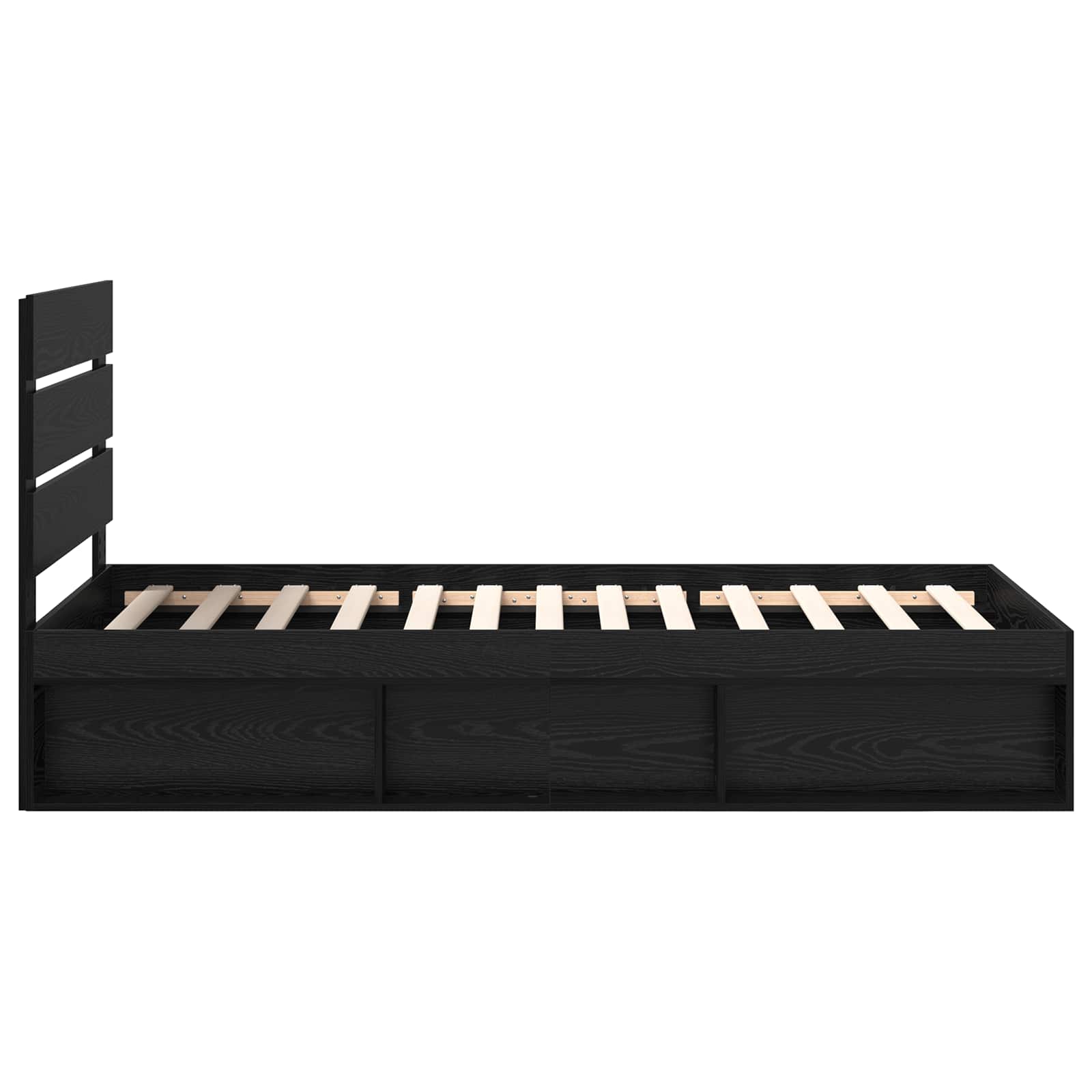 Bedframe met hoofdeinde Zwart 90 x 200 cm Massief grenenhout is nu te koop bij PeponiXL, paradijselijk wonen!