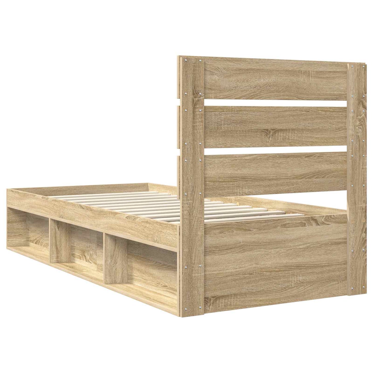 Bedframe Sonoma Eiken 90 x 200 cm Massief grenenhout is nu te koop bij PeponiXL, paradijselijk wonen!