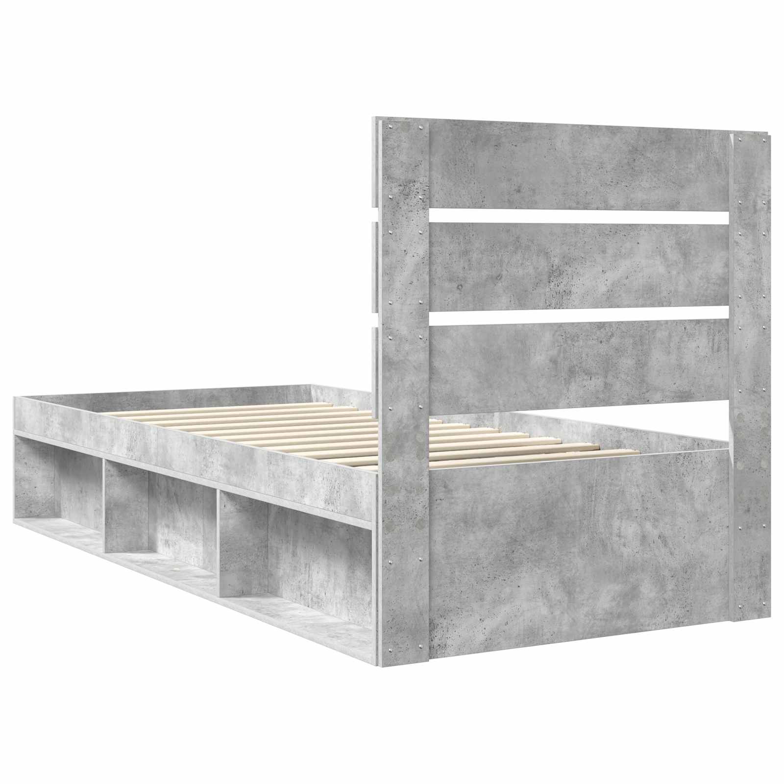 Bedframe met hoofdeinde Beton 90 x 200 cm Massief grenenhout is nu te koop bij PeponiXL, paradijselijk wonen!