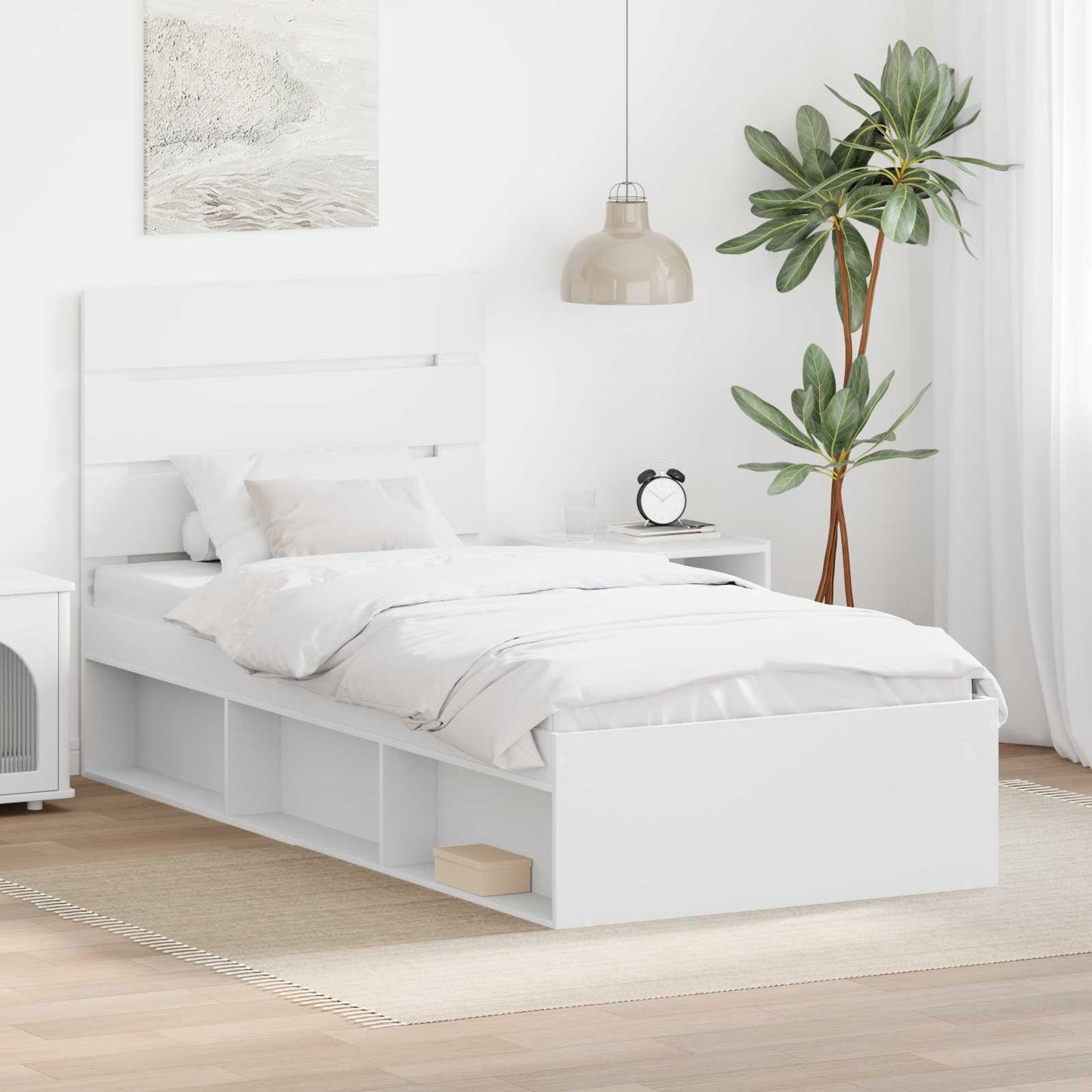 Bedframe met hoofdeinde Wit 90 x 190 cm Massief grenenhout is nu te koop bij PeponiXL, paradijselijk wonen!
