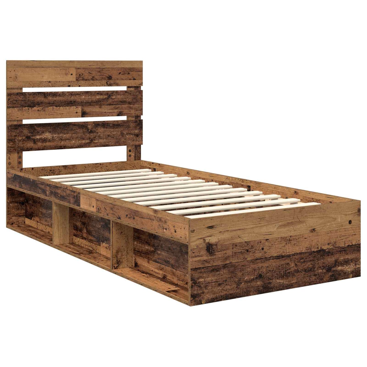 Bedframe met hoofdeinde Oudhout 90 x 190 cm Massief grenenhout is nu te koop bij PeponiXL, paradijselijk wonen!