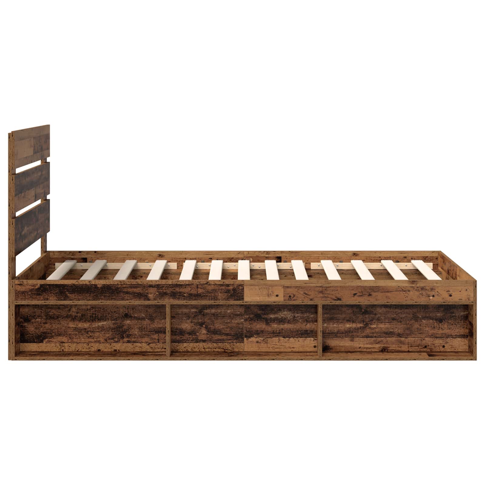 Bedframe met hoofdeinde Oudhout 90 x 190 cm Massief grenenhout is nu te koop bij PeponiXL, paradijselijk wonen!