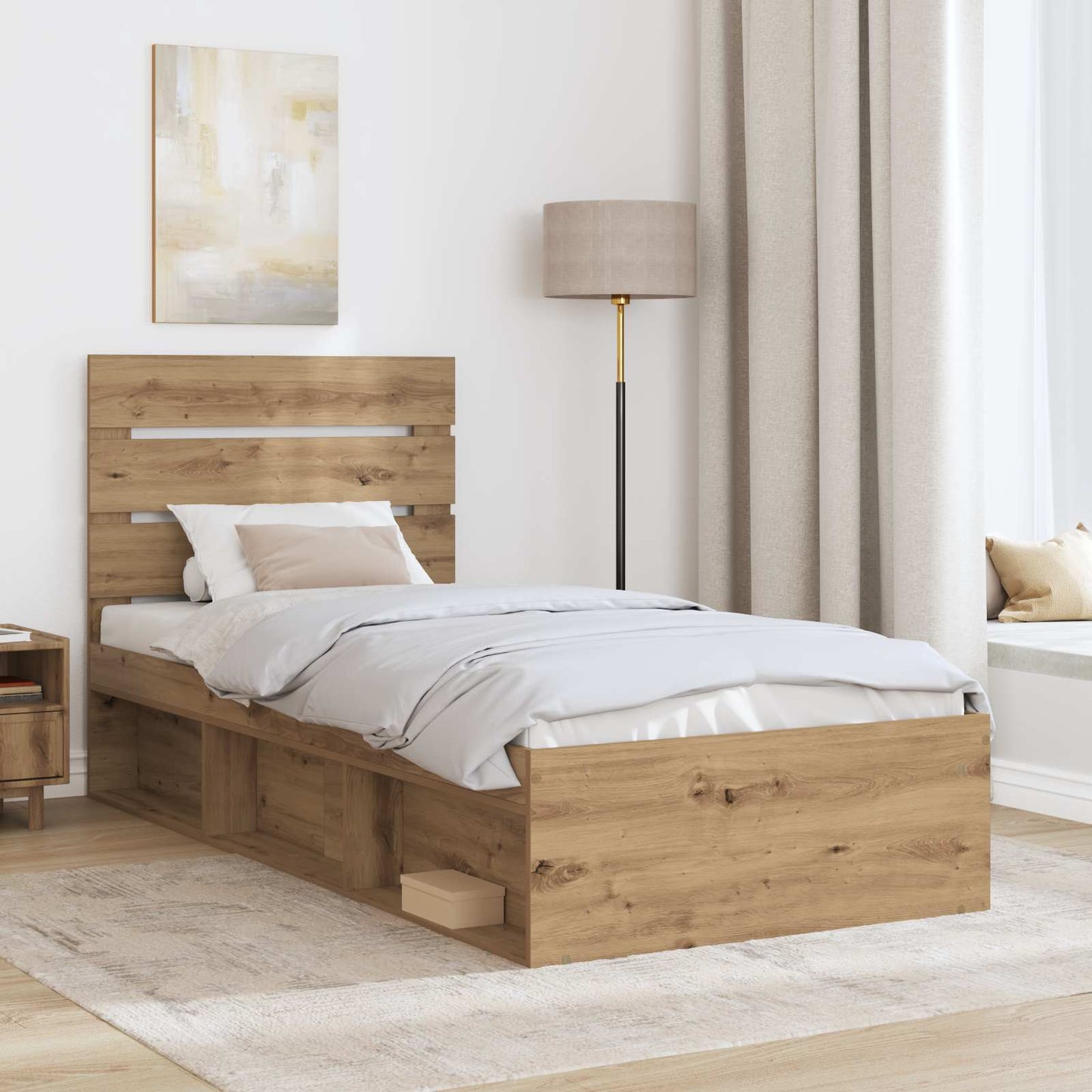 Bedframe Ambachtelijk eiken 90 x 190 cm Massief grenenhout is nu te koop bij PeponiXL, paradijselijk wonen!