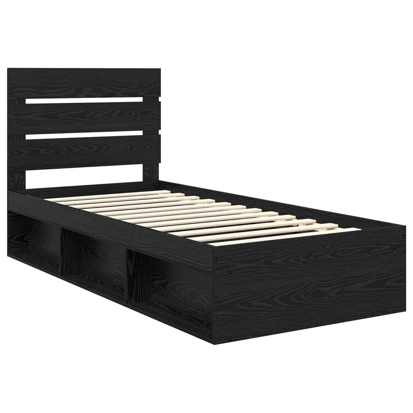 Bedframe met hoofdeinde Zwart 75 x 190 cm Massief grenenhout is nu te koop bij PeponiXL, paradijselijk wonen!
