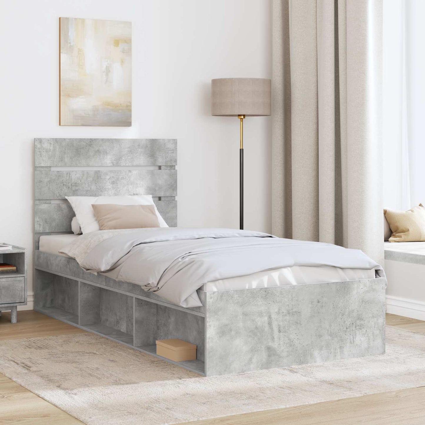 Bedframe Concerte Grijs 75 x 190 cm Massief grenenhout is nu te koop bij PeponiXL, paradijselijk wonen!
