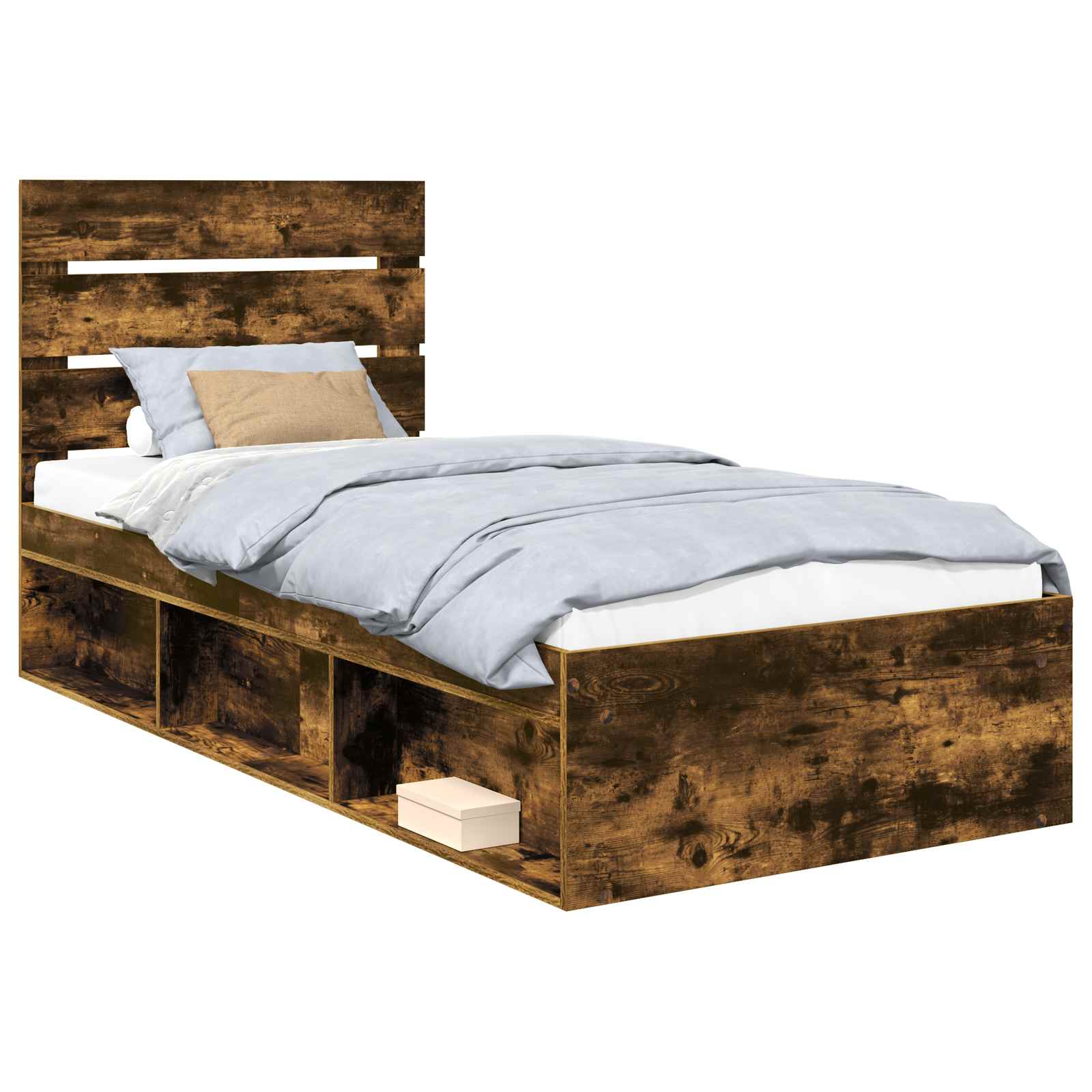 Bedframe Gerookt eiken 75 x 190 cm Massief grenenhout is nu te koop bij PeponiXL, paradijselijk wonen!