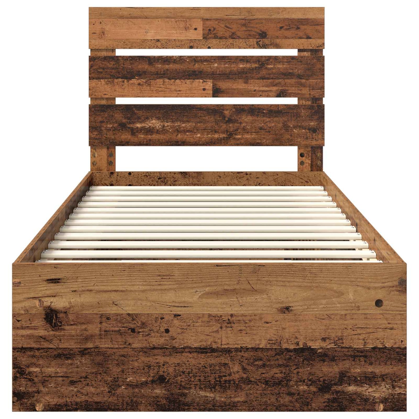 Bedframe met hoofdeinde Oudhout 75 x 190 cm Massief grenenhout is nu te koop bij PeponiXL, paradijselijk wonen!