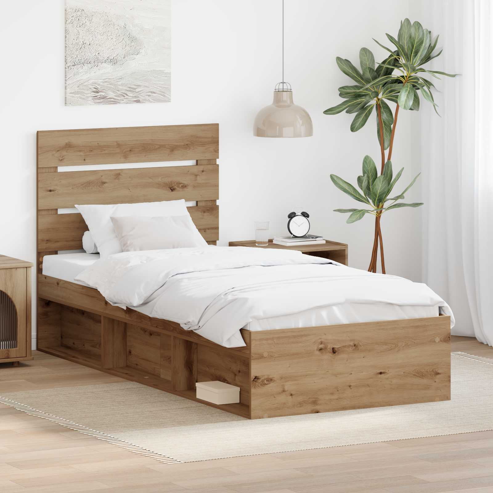 Bedframe Ambachtelijk eiken 75 x 190 cm Massief grenenhout is nu te koop bij PeponiXL, paradijselijk wonen!