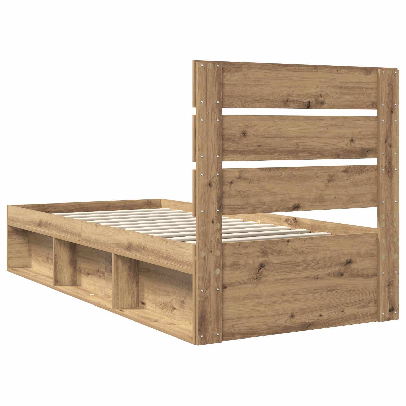 Bedframe Ambachtelijk eiken 75 x 190 cm Massief grenenhout is nu te koop bij PeponiXL, paradijselijk wonen!