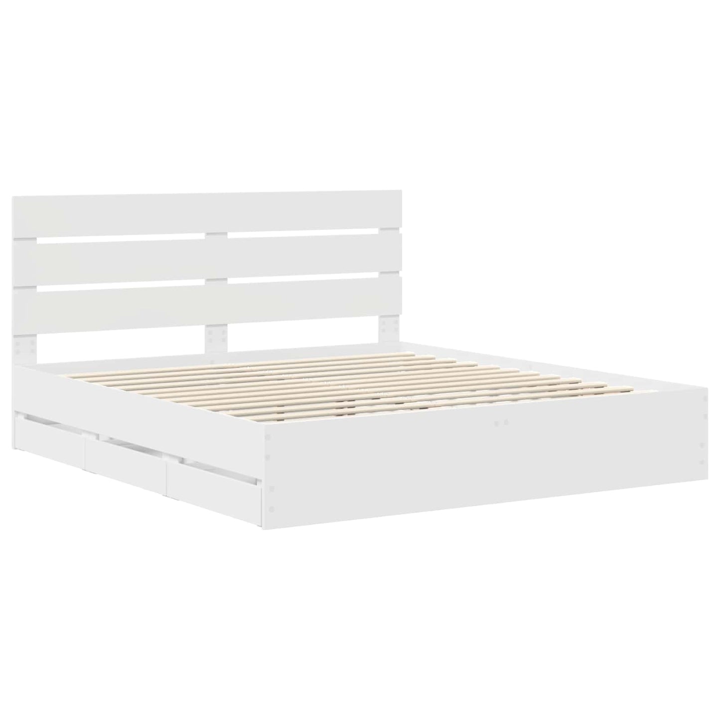 Bedframe met lade met opslag Wit 200 x 200 cm Ingenieurshout is nu te koop bij PeponiXL, paradijselijk wonen!