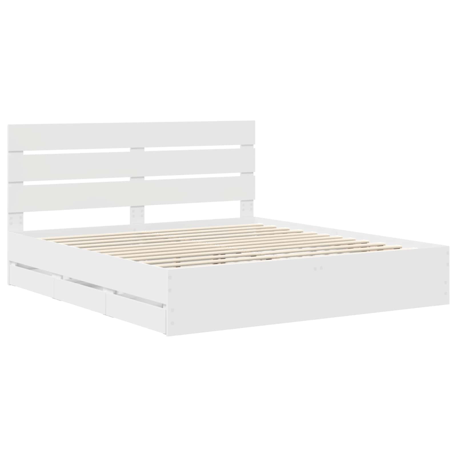 Bedframe met lade met opslag Wit 200 x 200 cm Ingenieurshout is nu te koop bij PeponiXL, paradijselijk wonen!