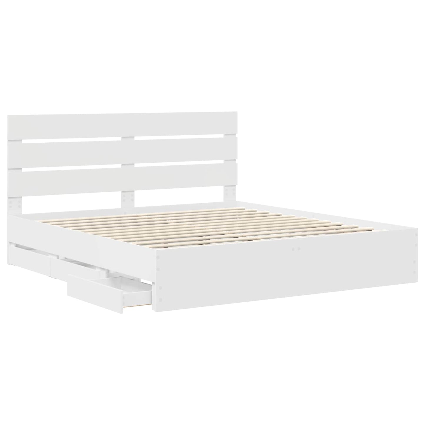 Bedframe met lade met opslag Wit 200 x 200 cm Ingenieurshout is nu te koop bij PeponiXL, paradijselijk wonen!
