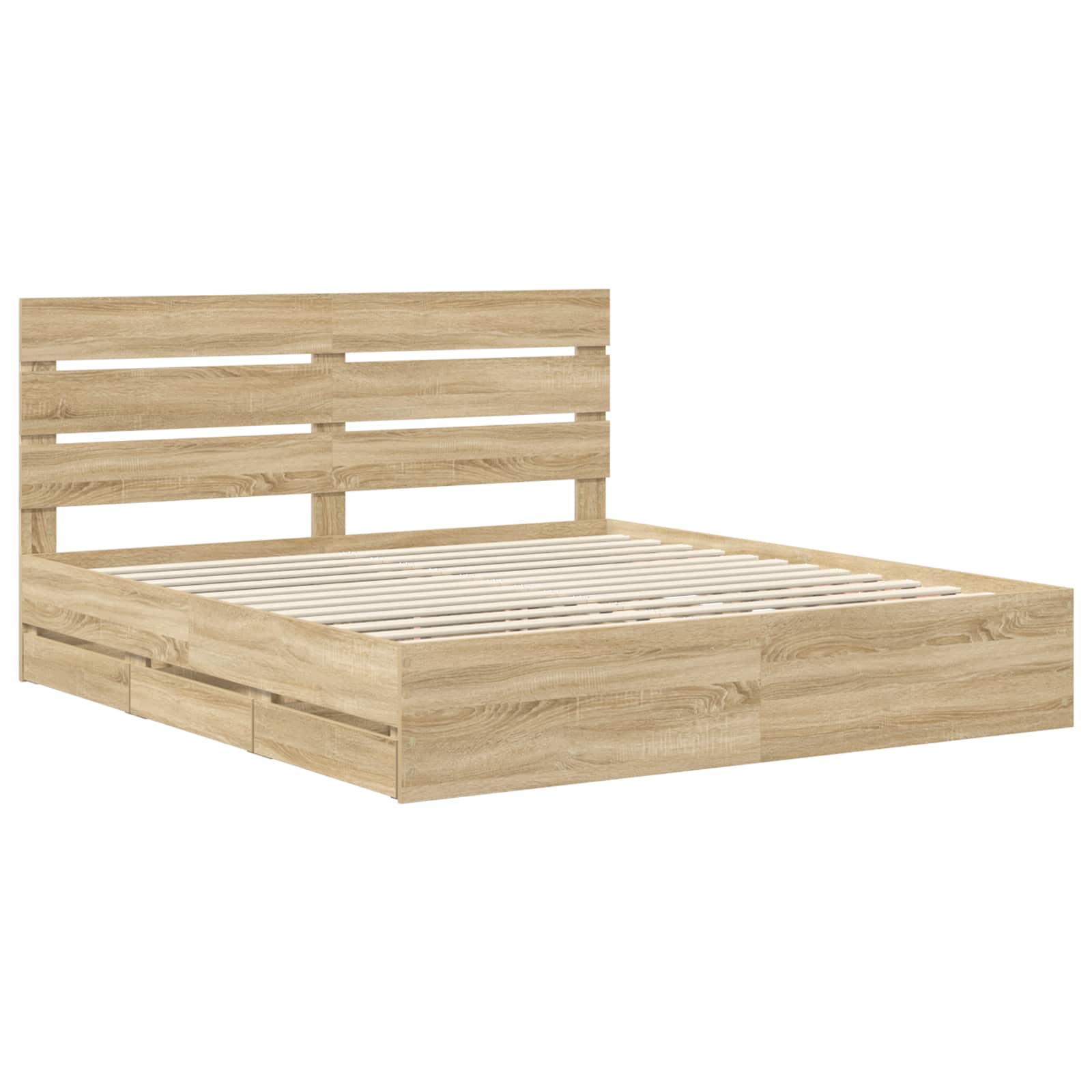 Bedframe met lade Sonoma Eiken 200 x 200 cm Ingenieurshout is nu te koop bij PeponiXL, paradijselijk wonen!