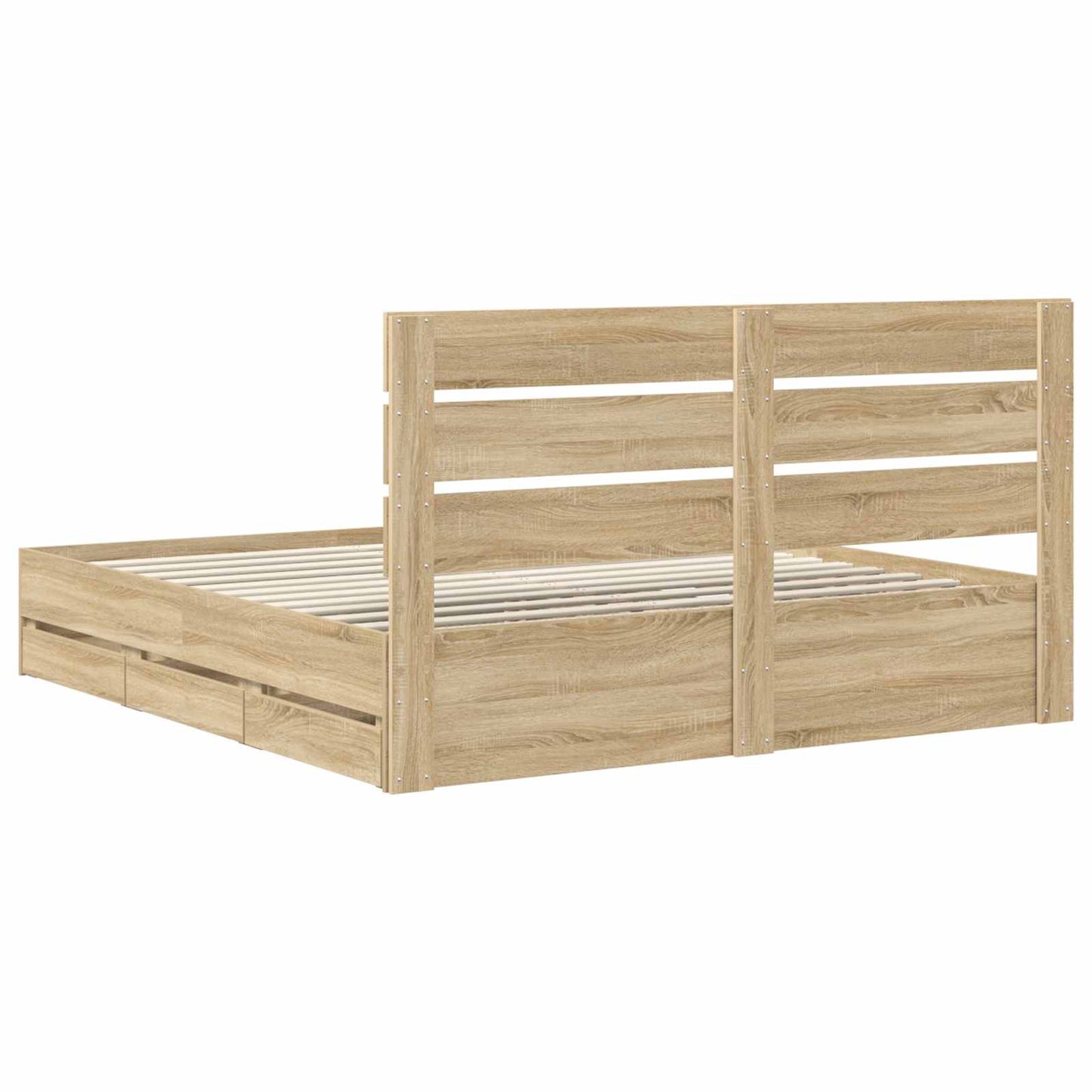 Bedframe met lade Sonoma Eiken 200 x 200 cm Ingenieurshout is nu te koop bij PeponiXL, paradijselijk wonen!